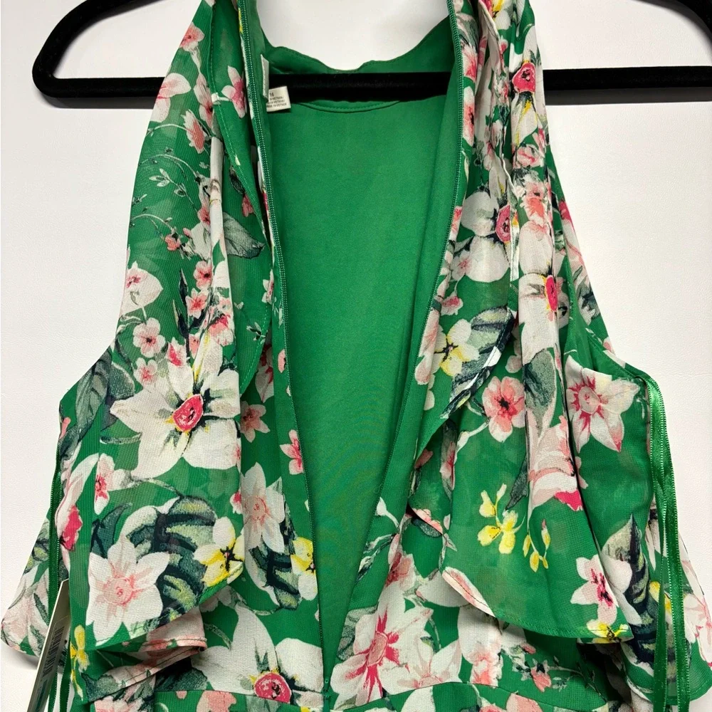 ✨Eliza J Floral Halter Chiffon Gown Size 16
